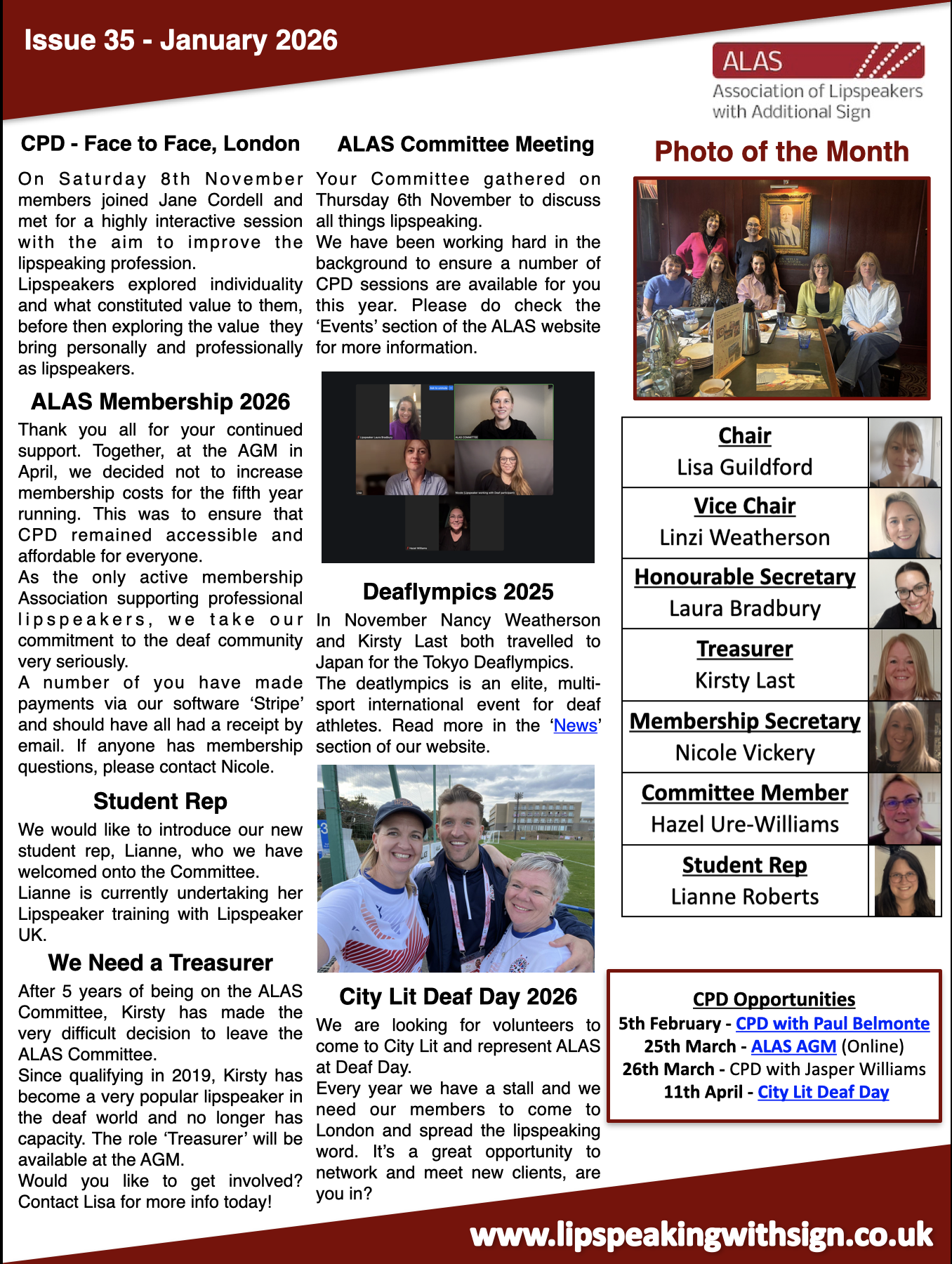 A newsletter full of lipspeaking information.